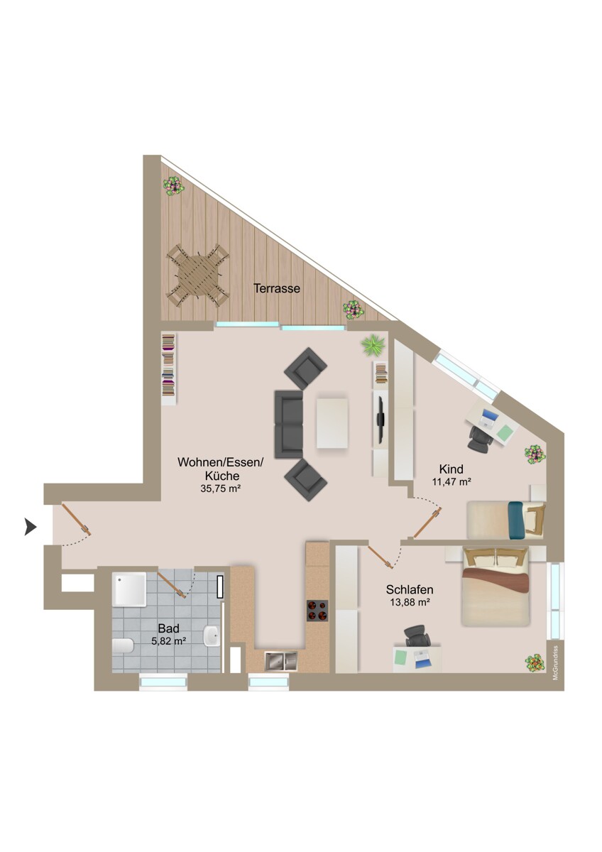 Grundriss Erdgeschosswohnung Schorndorf