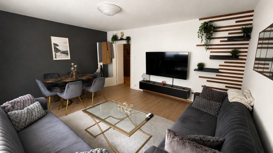 Wohnzimmer (KI-Visualisierung) Etagenwohnung Ettlingen