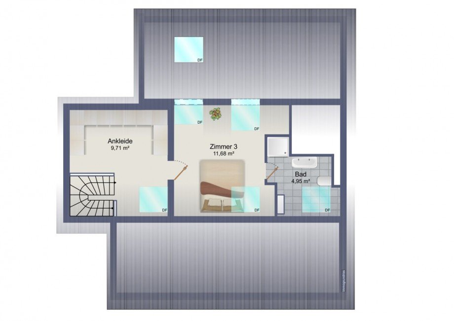 Grundriss DG II Etagenwohnung Stuttgart / Feuerbach