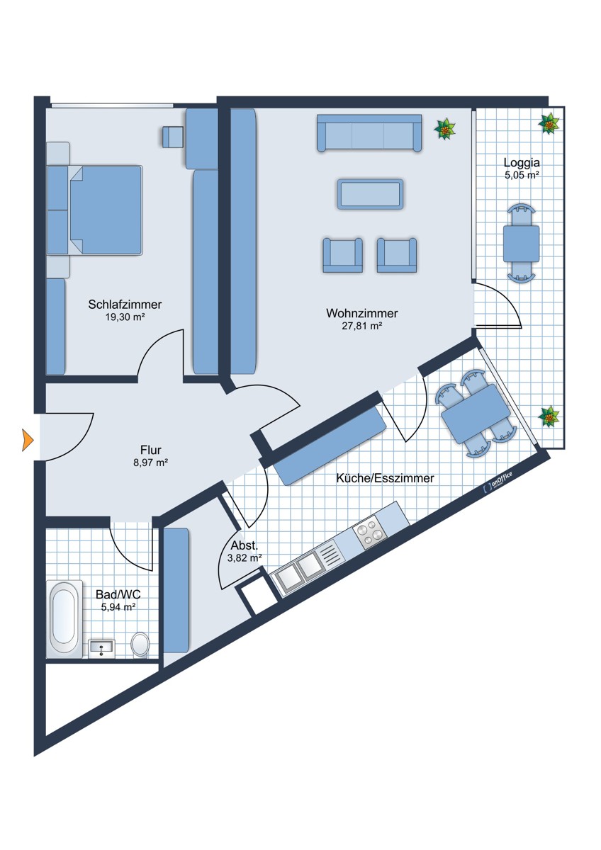 Grundriss Etagenwohnung Ettlingen-Neuwiesenreben