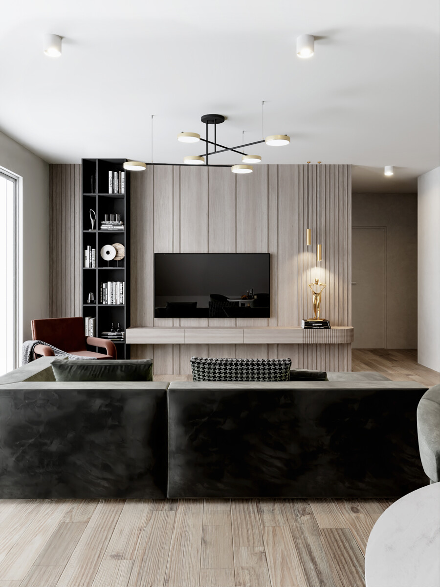 Wohnzimmer (KI-Visualisierung) Dachgeschosswohnung Karlsruhe