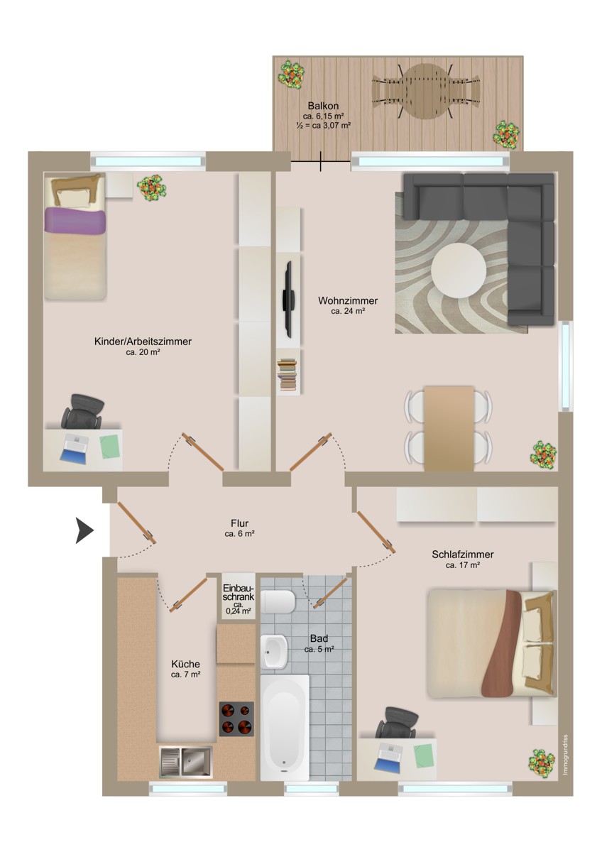 Grundriss Etagenwohnung Ettlingen