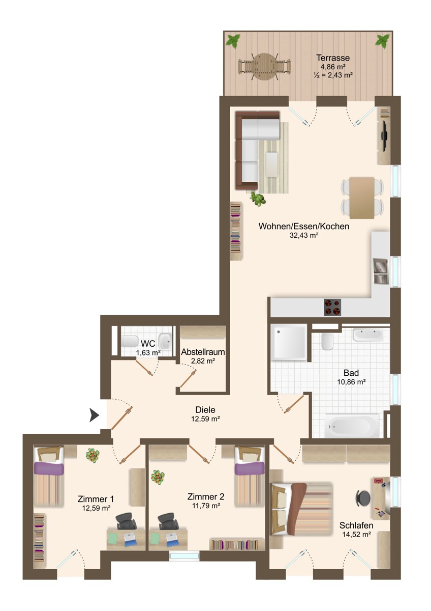 Grundriss Erdgeschosswohnung Kieselbronn