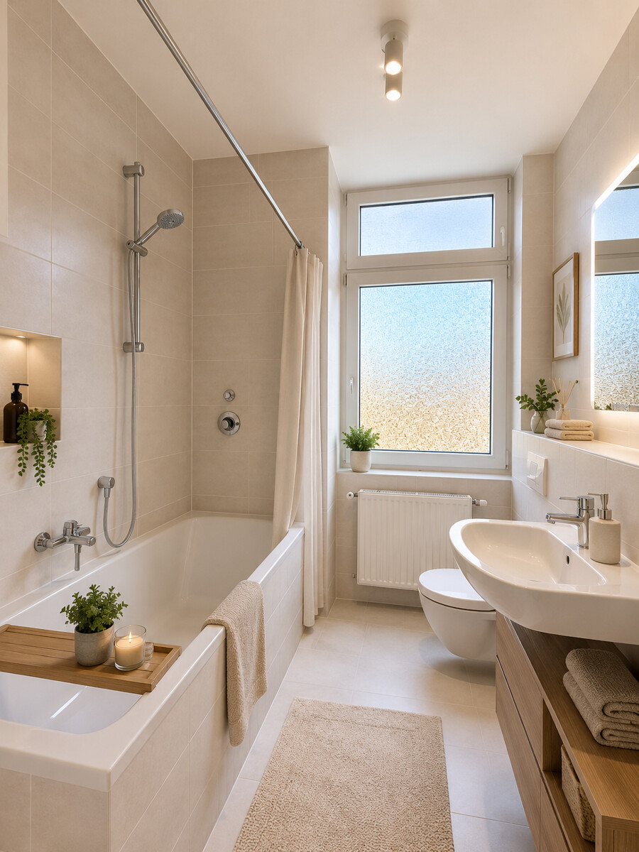Badezimmer (KI Visualisierung) Etagenwohnung Karlsruhe