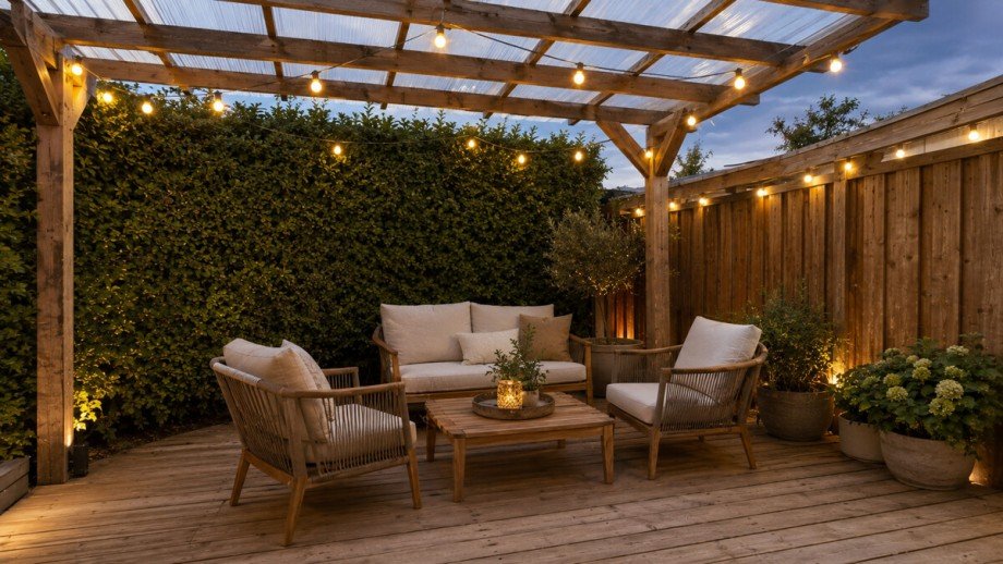 �berdachte Terrasse im Erdgeschoss (KI-Visualisierung) Reihenendhaus Baden-Baden