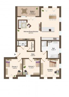 Grundriss Erstbezug: Helle 4-Zimmer-Neubauwohnung mit Balkon und modernem Wohnkomfort