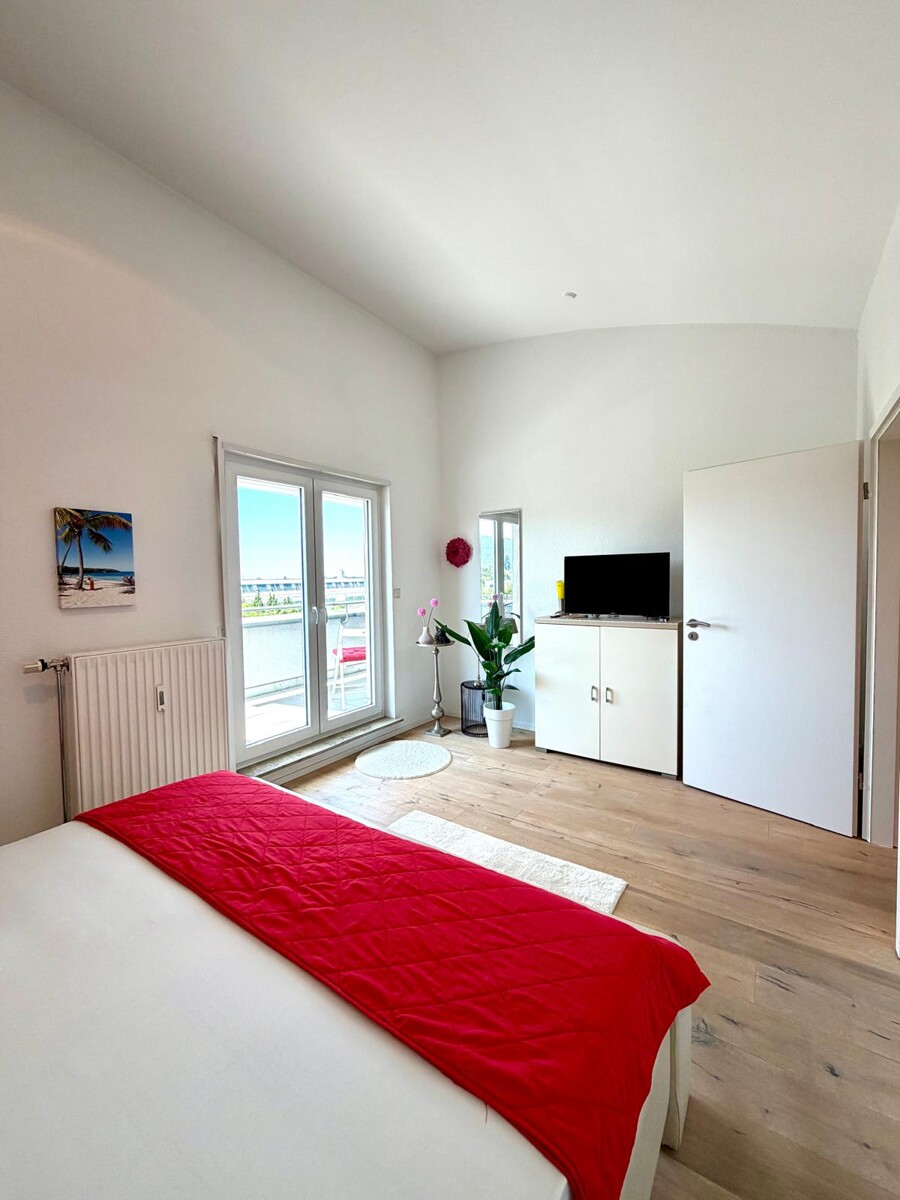 Schlafbereich im Obergeschoss Penthousewohnung Ettlingen