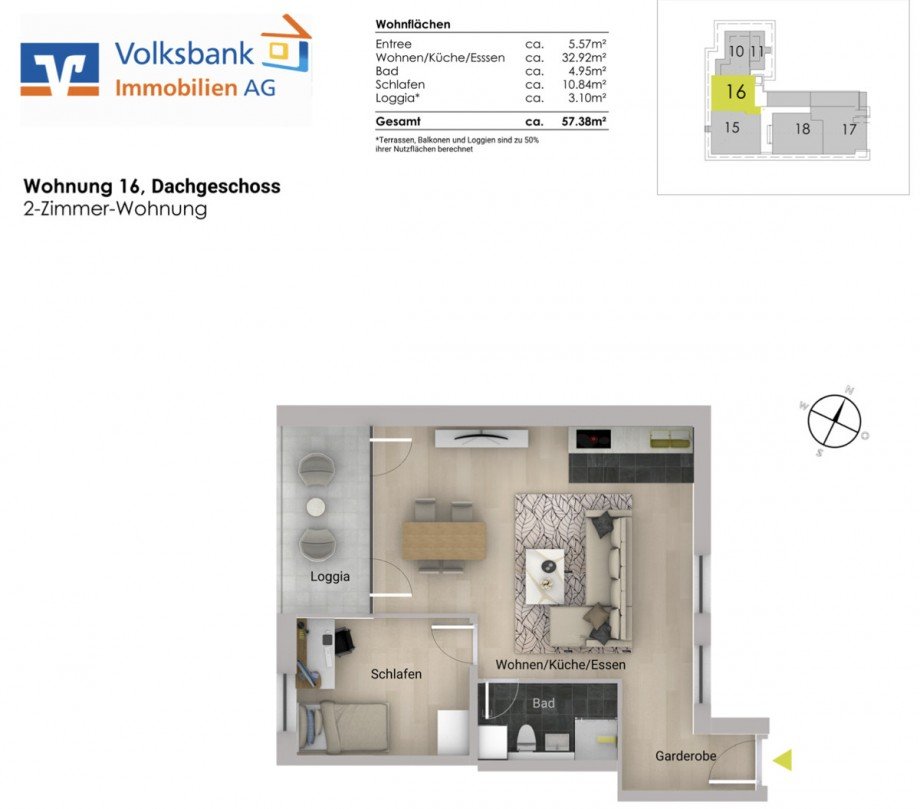 Grundriss Dachgeschosswohnung Keltern / Ellmendingen