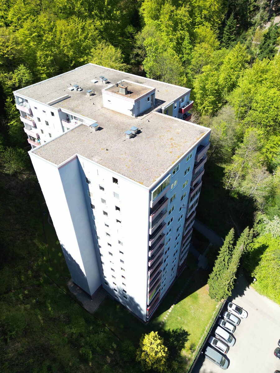 Hausansicht von oben Etagenwohnung Bad Herrenalb