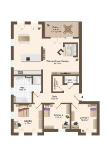 Grundriss Hochwertige 4-Zimmer-Neubauwohnung im Obergeschoss - modern, hell und gro�z�gig