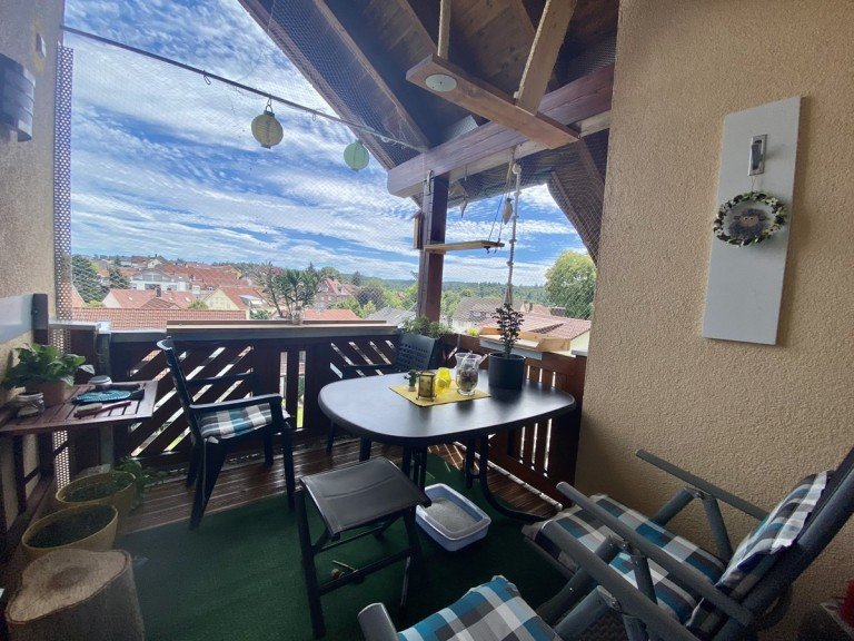 Blick vom Balkon Waldbronn Dachgeschosswohnung Eigentumswohnung in Waldbronn-Reichenbach!
