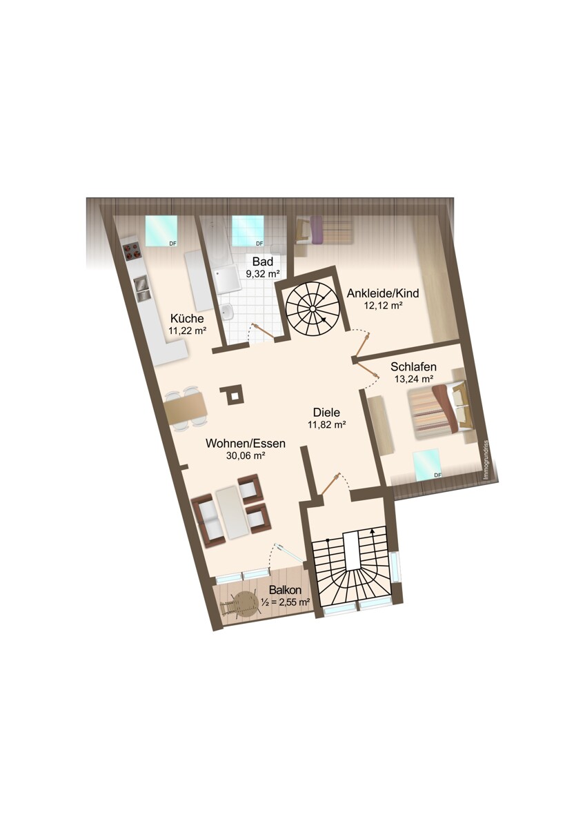 Grundriss DG Mehrfamilienhaus Weingarten