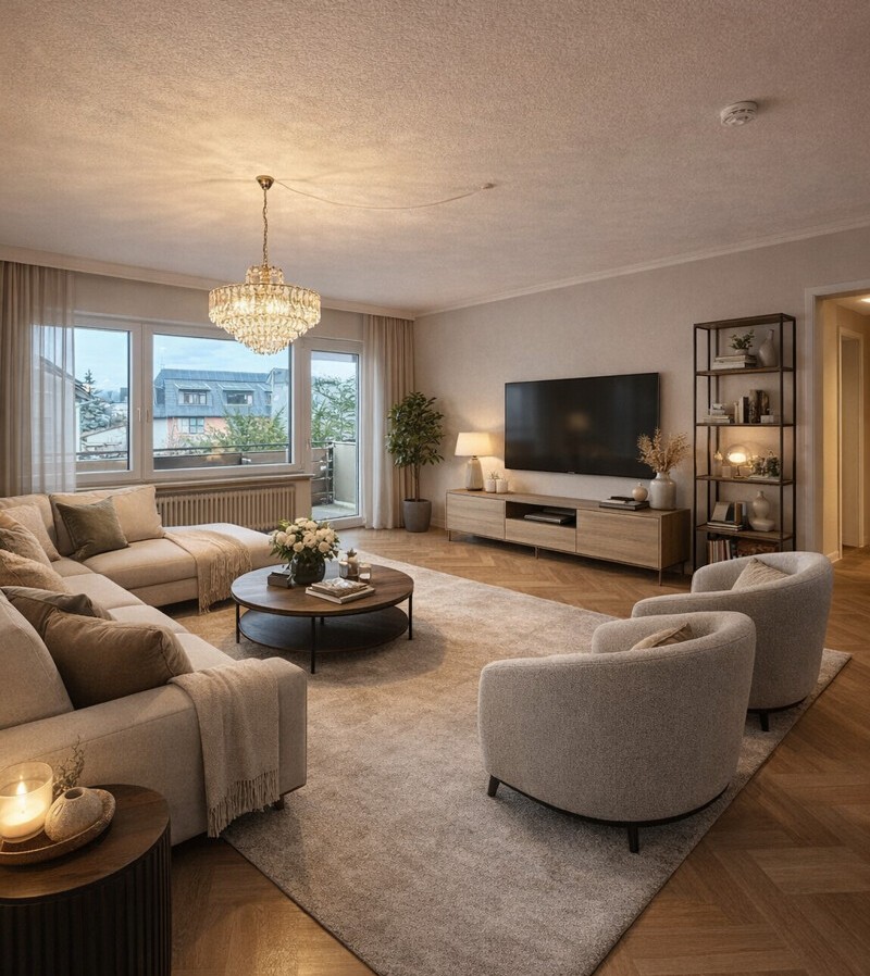 Visualisierung Wohnzimmer Etagenwohnung Ettlingen