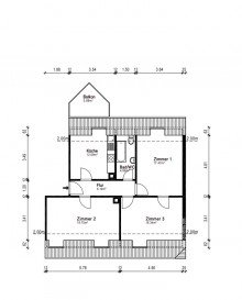 Grundriss Zentrumsnahe 3 Zimmerwohnung mit Balkon