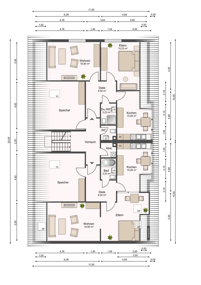 Grundriss DG Mehrfamilienhaus Ettlingen-Bruchhausen