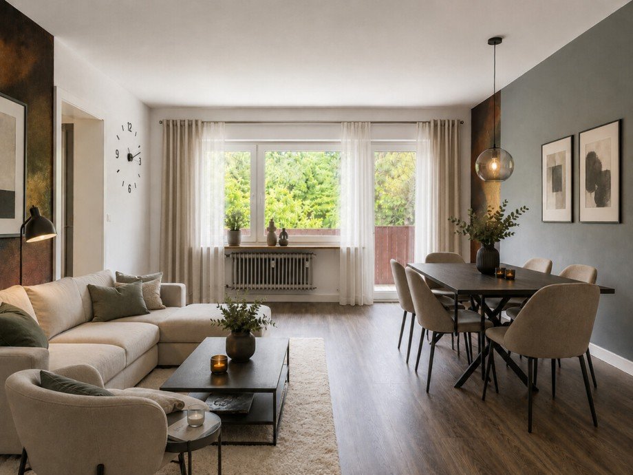 KI-Visualisierung Wohnbereich Erdgeschosswohnung Bad Herrenalb