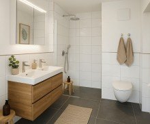 Bad (KI-Staging) Exklusive Maisonette - Mietwohnung im Erdgeschoss f�r Familien!