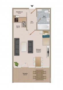  Gem�tliches 1-Raum Apartment mit Balkon in Waldbronn