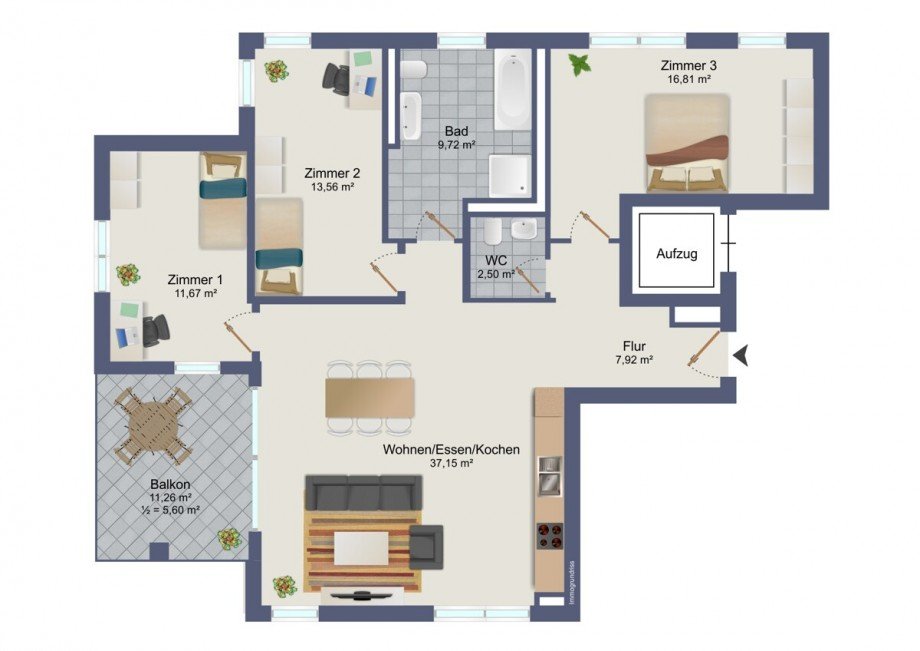 Grundriss Etagenwohnung Stuttgart / Feuerbach