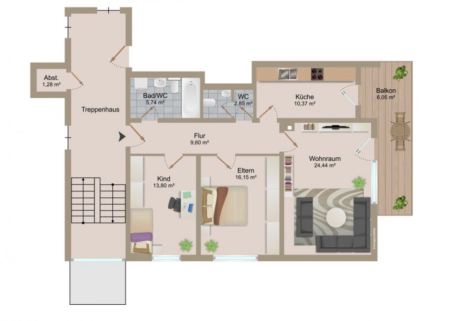 Grundriss Etagenwohnung Waldbronn