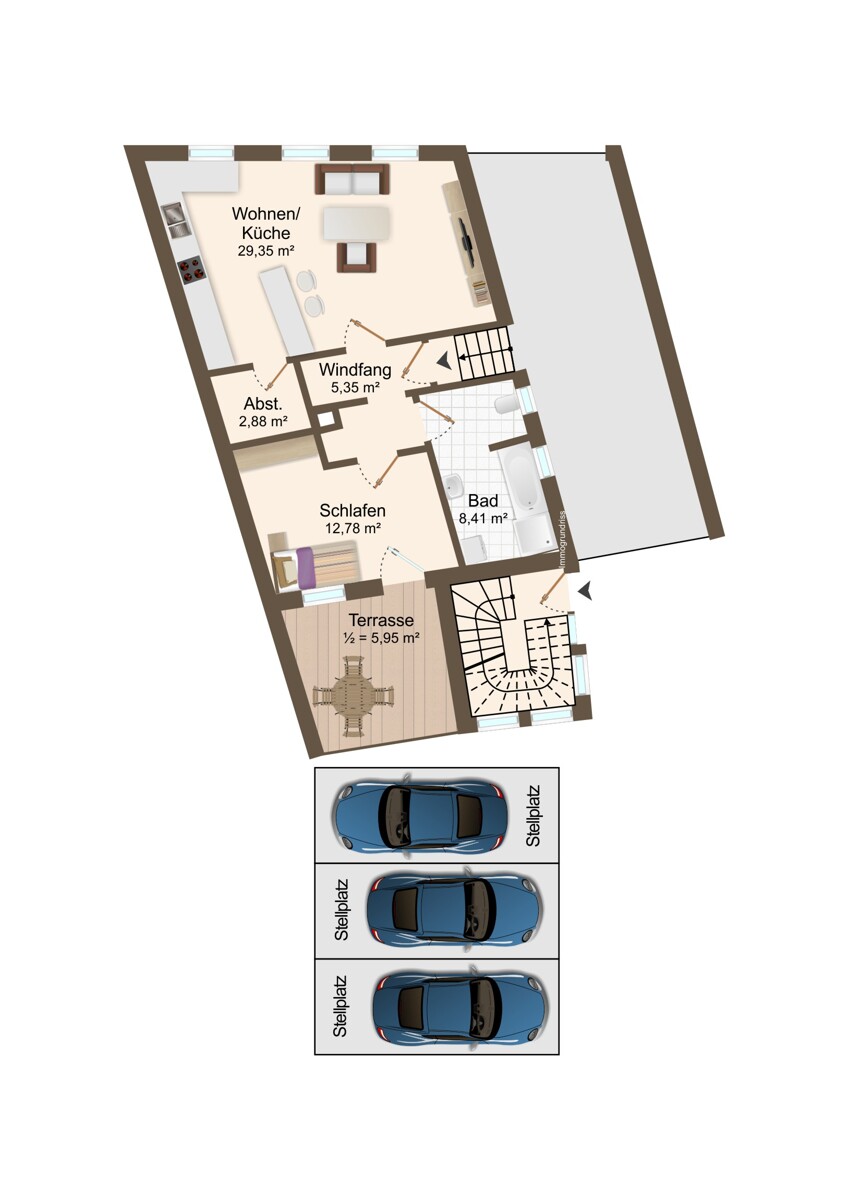 Grundriss EG Mehrfamilienhaus Weingarten