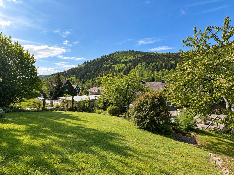 Garten, KI bearbeitet Maisonettewohnung H�fen an der Enz