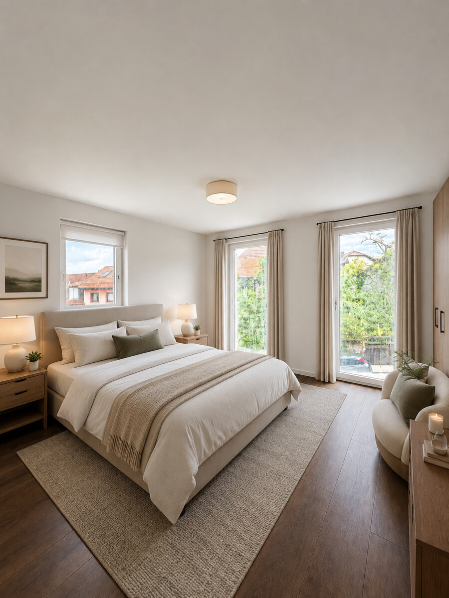 KI-Visualisierung Schlafzimmer Etagenwohnung Kieselbronn