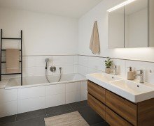 Bad (KI-Staging) Exklusive Maisonette - Mietwohnung im Erdgeschoss f�r Familien!