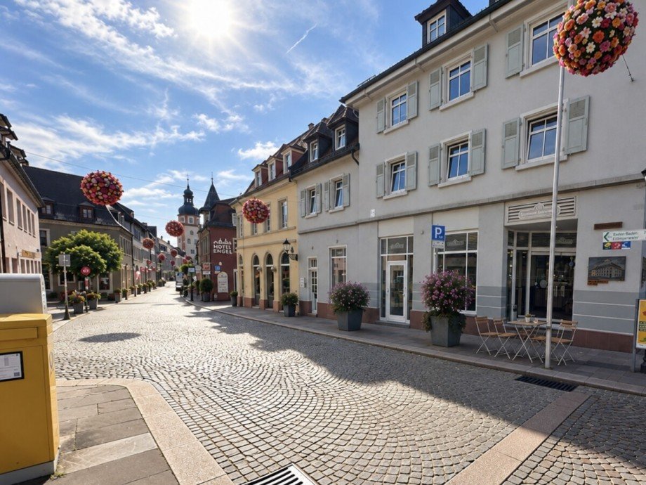 (KI bearbeitet) Ansicht Wohn- / Gesch�ftshaus Ettlingen