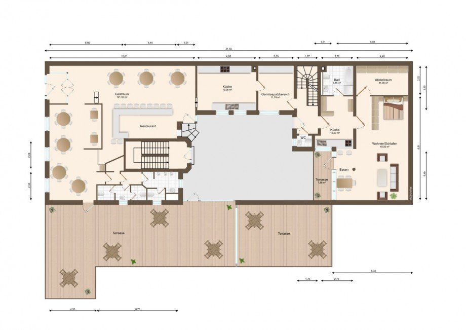 Grundriss EG Mehrfamilienhaus Karlsruhe