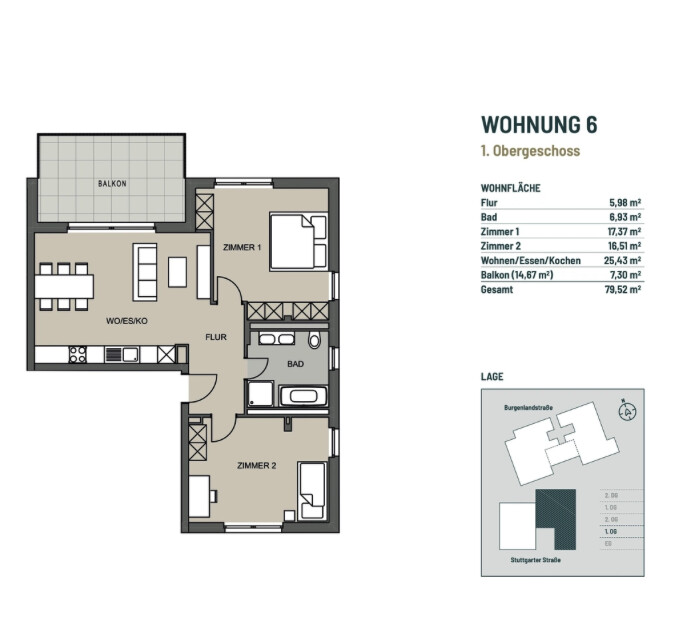 Grundriss Etagenwohnung Stuttgart / Feuerbach