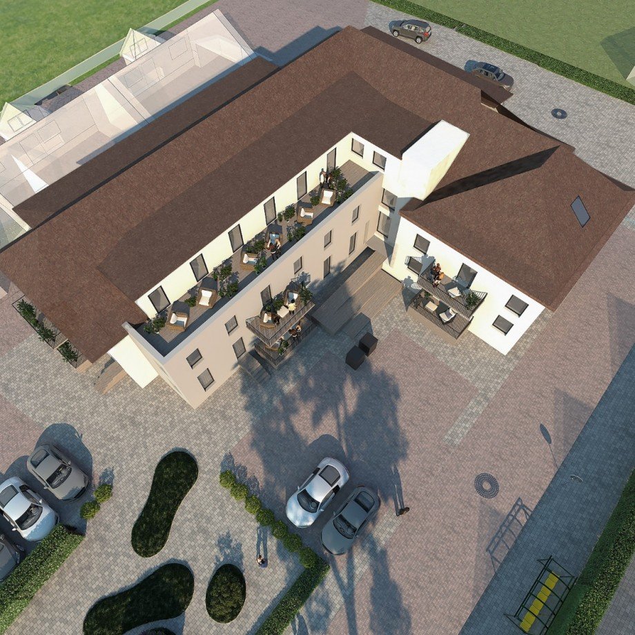 R�ckansicht Vogelperspektive Dachgeschosswohnung Keltern / Ellmendingen