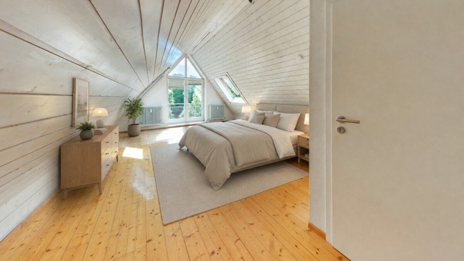 Schlafzimmer (KI-Visualisierung) Maisonettewohnung Ettlingen