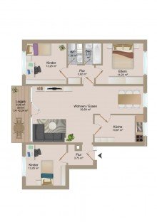 Grundriss Wohnen mit Stil - Hochwertige 4,5-Zimmer-Wohnung f�r Familien in begehrter Lage