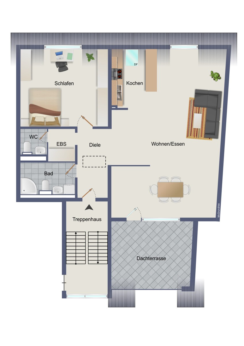 Grundriss Dachgeschosswohnung Ettlingen