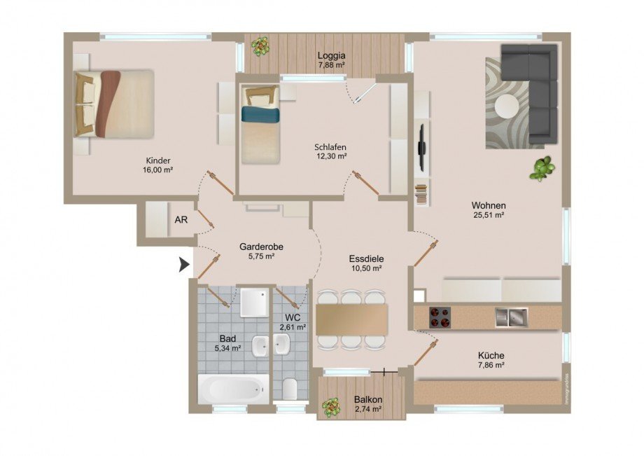 Grundriss Etagenwohnung Ettlingen