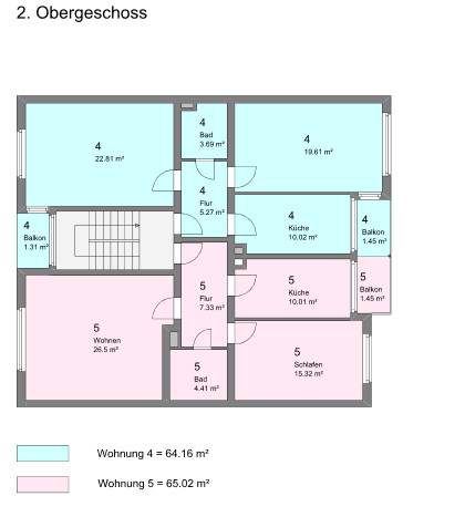 2. Obergeschoss Mehrfamilienhaus Karlsruhe