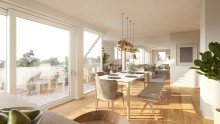 KI-Visualisierung energieeffizient investieren: 3,5-Zi.-Neubau mit Balkon in Feuerbach