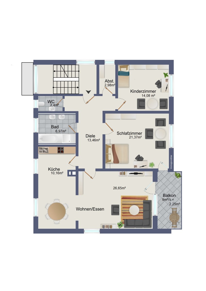 Grundriss ETW 1.Obergeschoss Etagenwohnung Ettlingen-Spessart