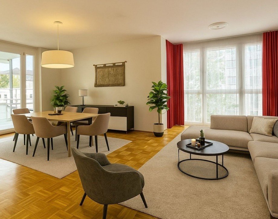 Visualisierung Wohnzimmer Etagenwohnung Karlsruhe