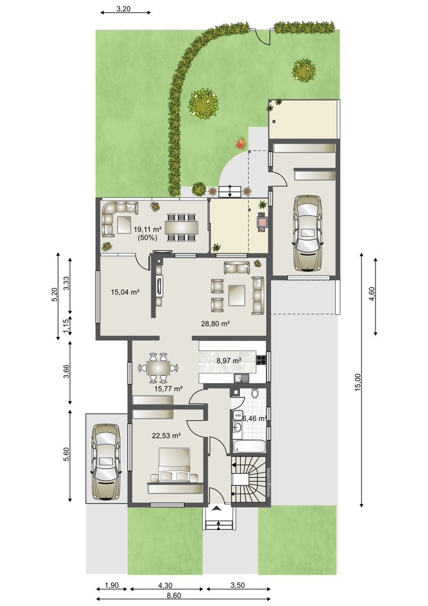 Grundriss Erdgeschosswohnung Rheinstetten