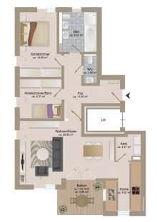 Grundriss Frei ab sofort - luxuri�se, barrierefreie 3-Zimmer-Wohnung im Karlsruher City-Park