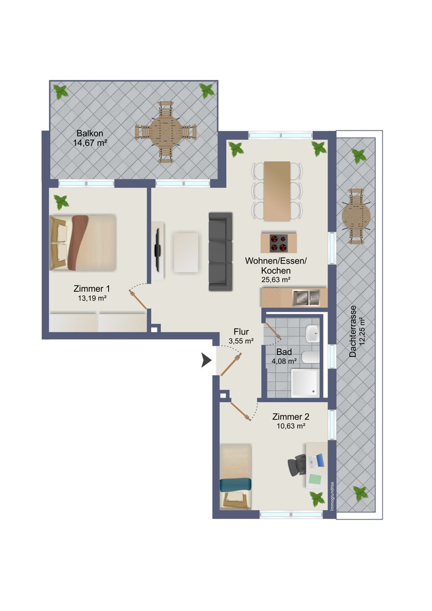 Grundriss Etagenwohnung Stuttgart / Feuerbach