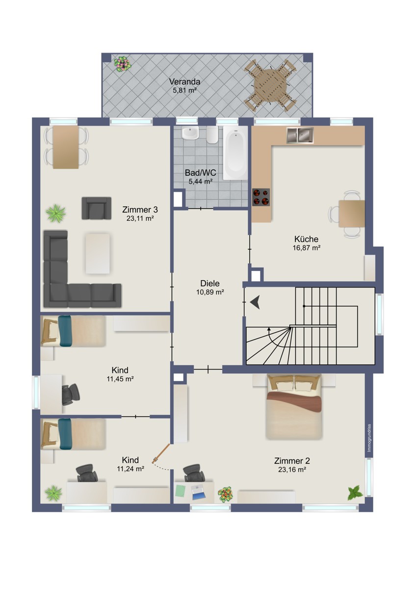 Grundriss Erdgeschosswohnung Karlsruhe / Weiherfeld-Dammerstock