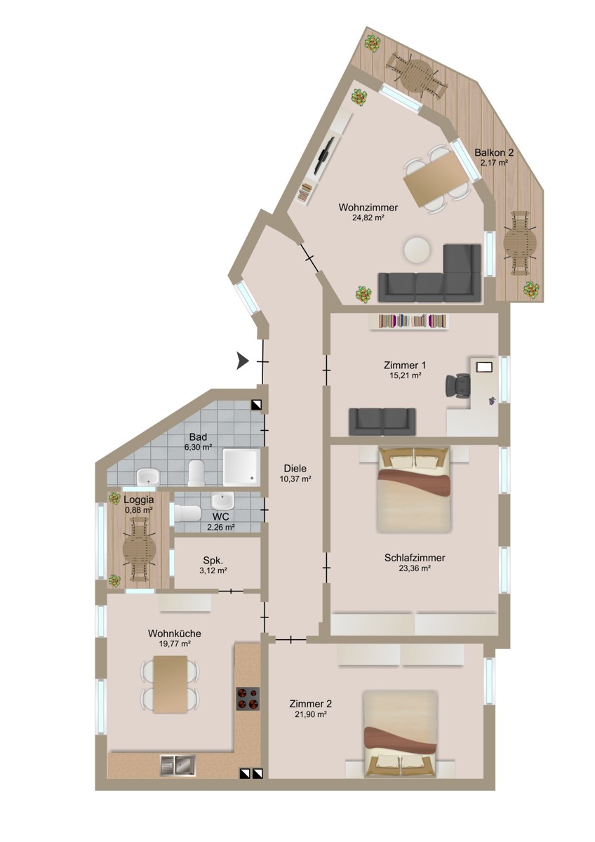 Grundriss Etagenwohnung Karlsruhe