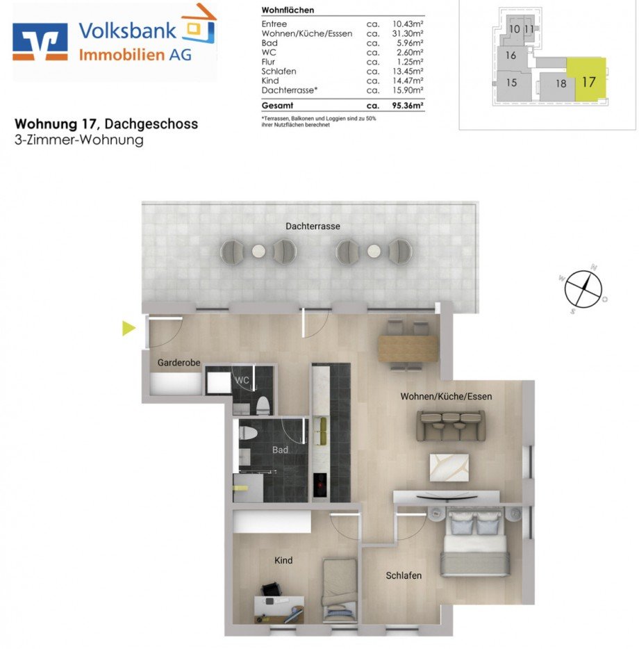 Grundriss Dachgeschosswohnung Keltern / Ellmendingen