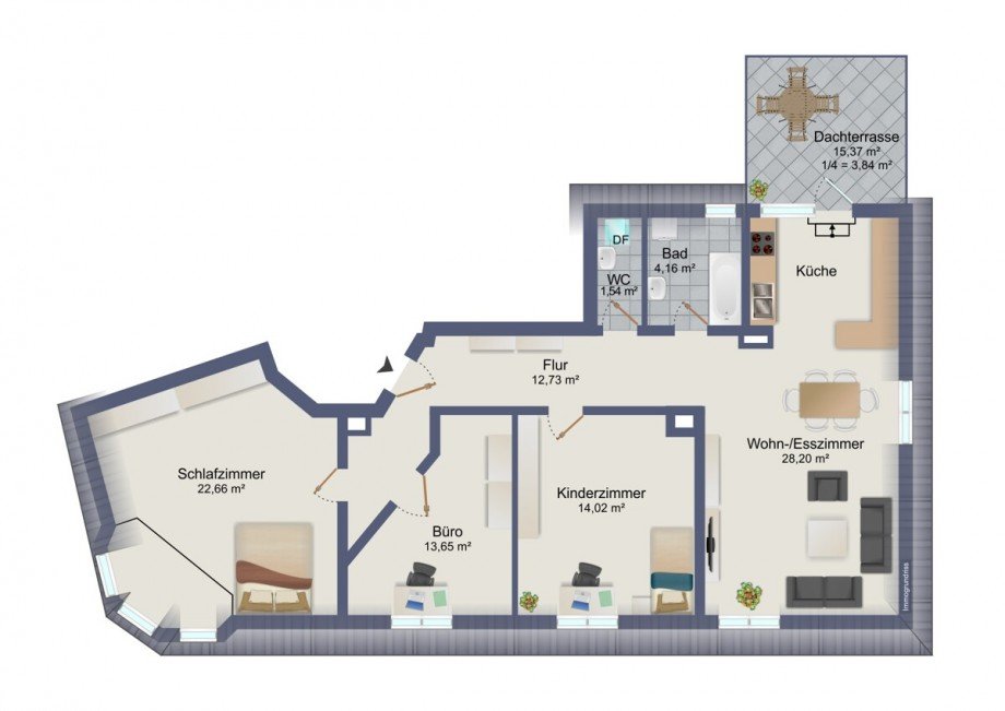 Grundriss Dachgeschosswohnung Ettlingen