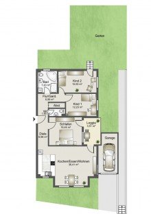Grundriss Traumwohnung mit Garten - frei ab sofort !