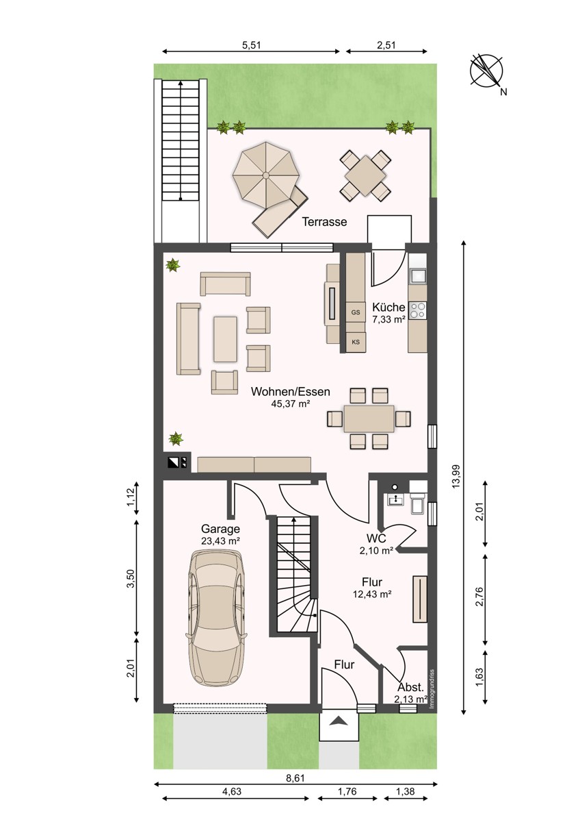 Grundriss EG Einfamilienhaus Karlsruhe