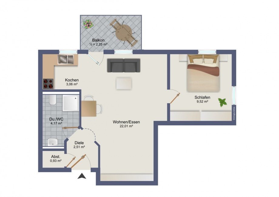 Grundriss Etagenwohnung Karlsruhe / Hohenwettersbach